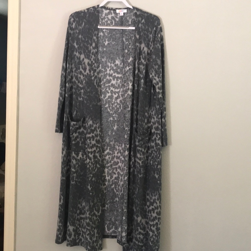 LulaRoe gray leopard print Sarah Cardigan